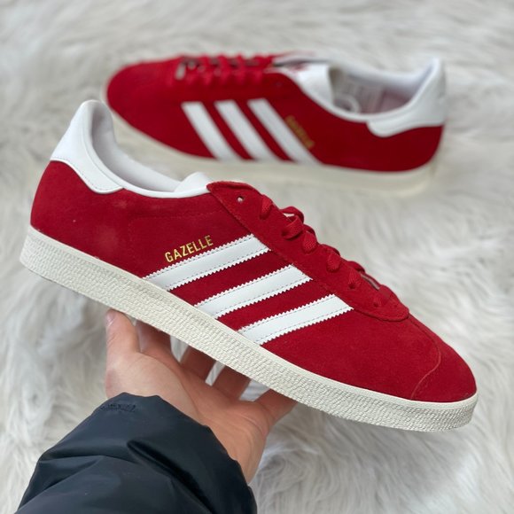 Adidas Gazelle Low Mens Casual Shoes Red White JI1534 NEW Multi Sz - Picture 1 of 4